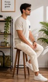 Erkek Beyaz O Yaka Basic T-Shirt 